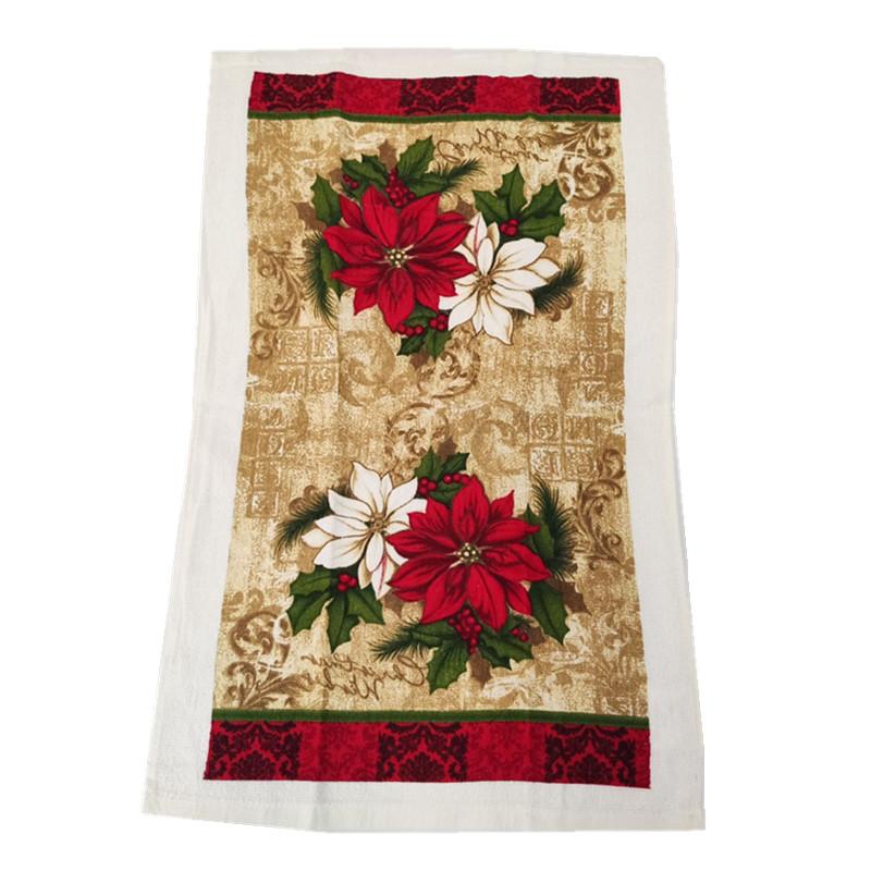 1 шт. Рождественская серия Печатное хлопковое кухонное полотенце Кухонное полотенце Инструмент для уборки Декор для рождественской вечеринки Подарок