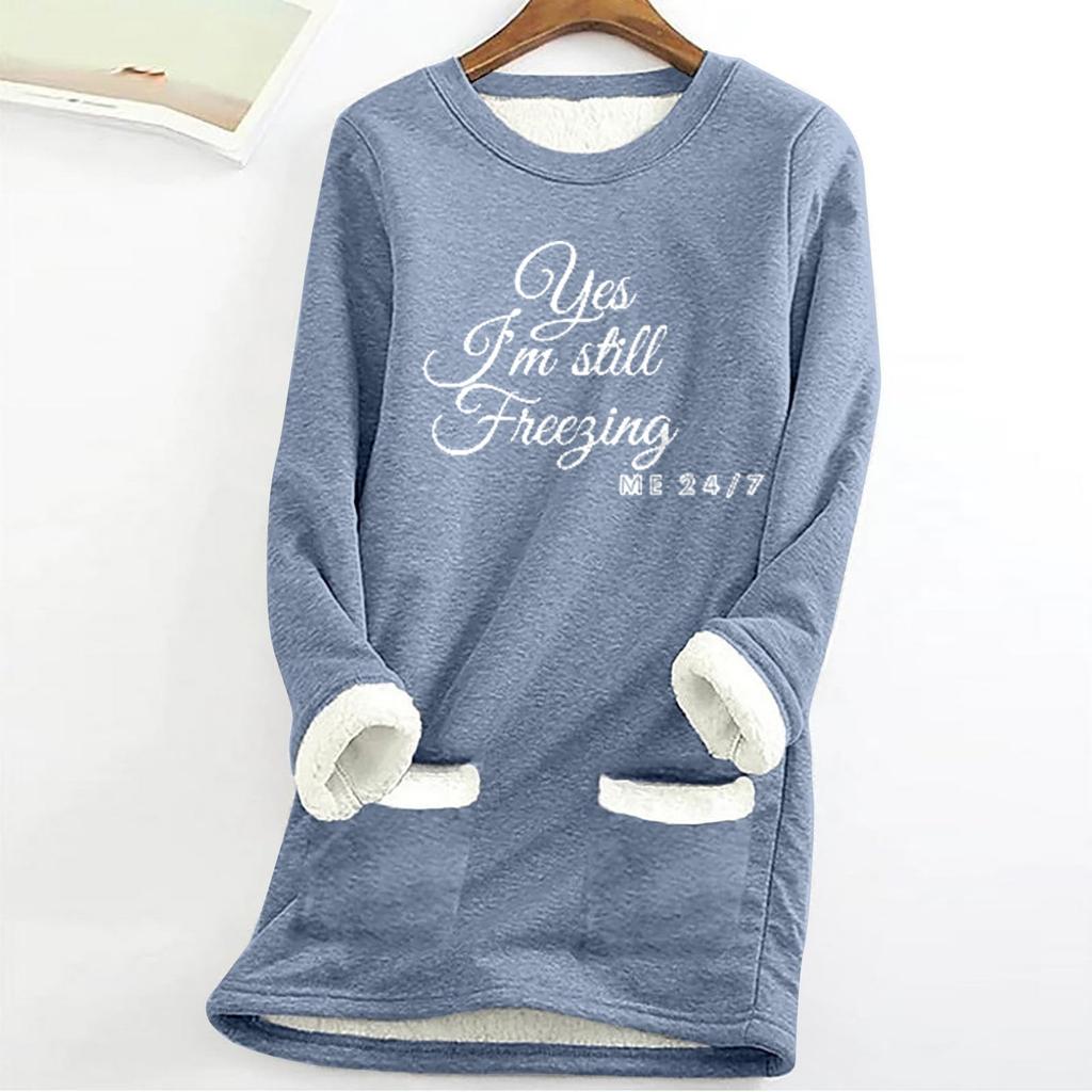 Women's Autumn And Winter Large Size Loose Thickened And Lamb's Wool Warm And Fitted Bottom Shirt With Pocket