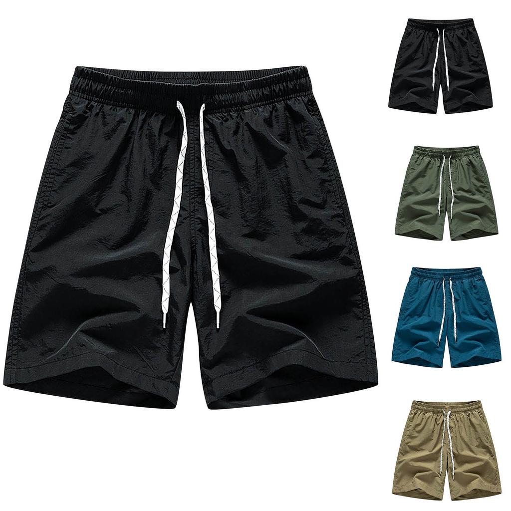 Men'S Summer Solid Color Loose Large Size Beach Pants Shorts Casual Quick Dry Men'S Outdoor Sports Shorts