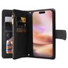 For iPhone 16 Plus Case Zipper Pocket Leather Flip Phone Cover with Hand Strap