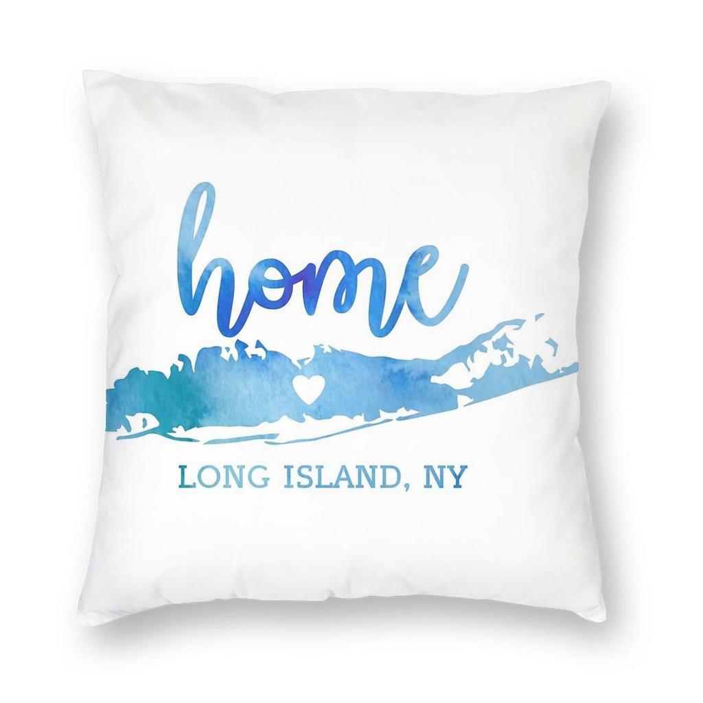 Long Island Home Pillowcase Polyester Linen Velvet Printed Zip Decor Sofa Cushion Cover 18"