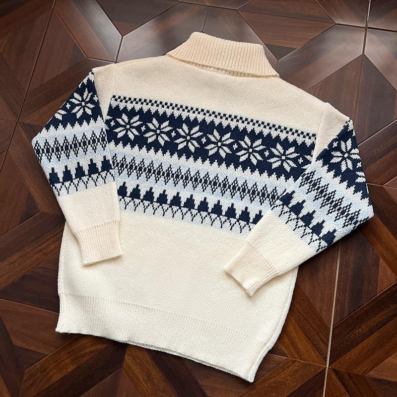 Американский пуловер с молнией до середины и узором Fair Isle, красный, для мужчин и женщин - Модный осенне-зимний вязаный кардиган с ощущением высокого качества