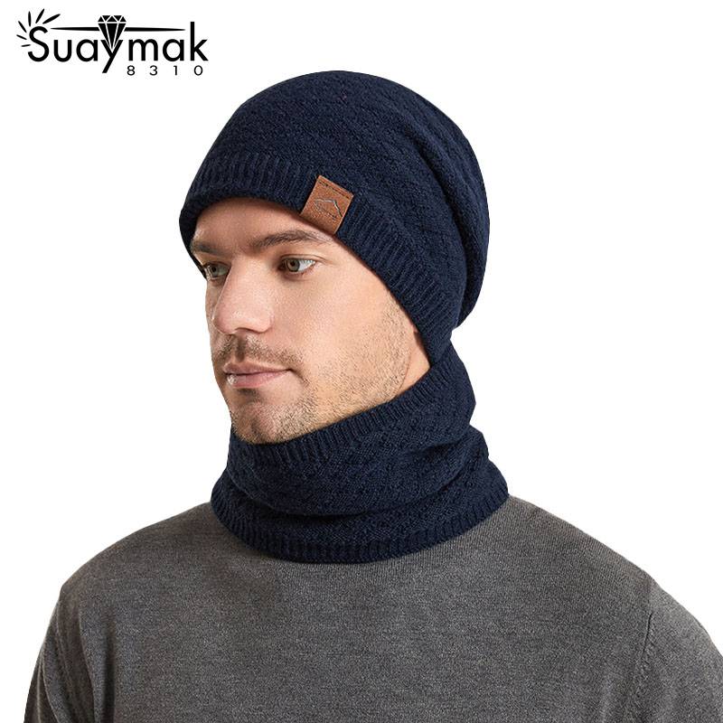 Winter Outdoor Warm Hat Women's Scarf Pullover Hat Men's Plus Velvet Warm Ear Protection Knitted Wool Hat