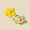 Handmade Woven Raffia Straw Sun Flower Drop Earrings for Women Rattan Floral Hanging Colorful Earrings Summer Beach Jewelry