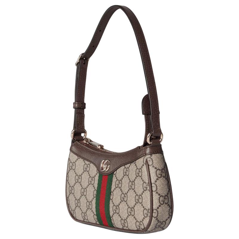 Gucci Ophidia бренд логотип классическая холщовая и кожаная сумка через плечо мини женская бежевая и темно-коричневая