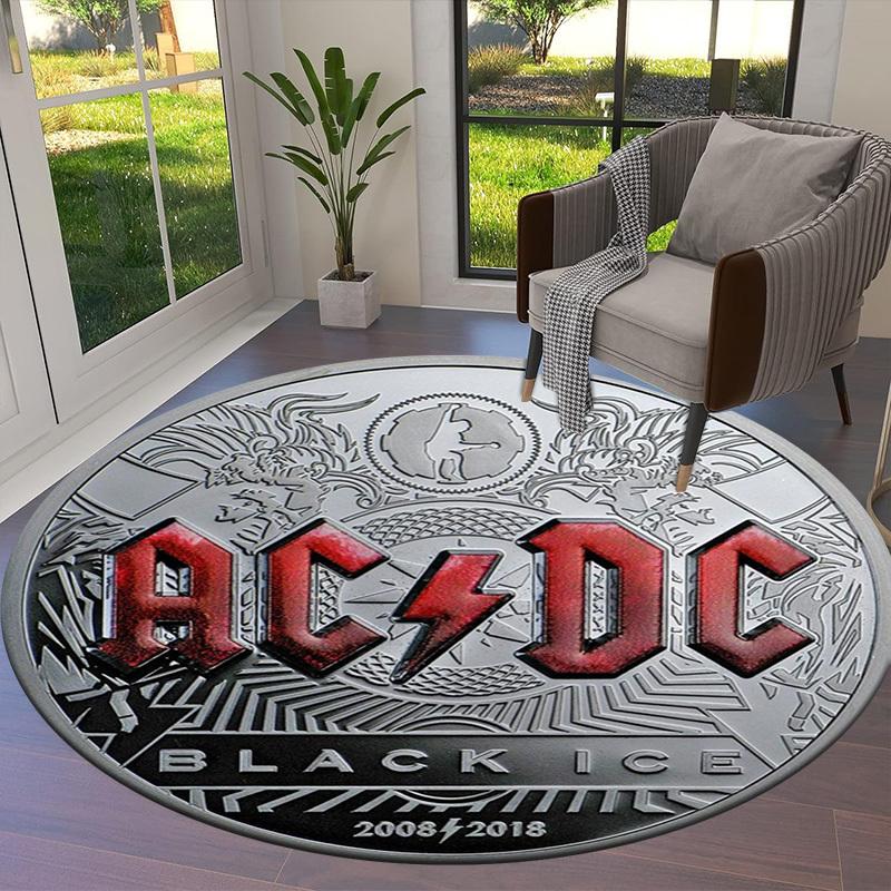 1 шт. AC/DC Черный Лед Памятная монета Круглый коврик, Изготовлен из полиэстера, Идеально подходит для украшения офисных стульев, гостиных fplt809