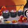 Halloween Candy Bowl Decorations  Black Plastic Cauldron Bowls with Iron Rack, Halloween Party Decorations Candy Bucket