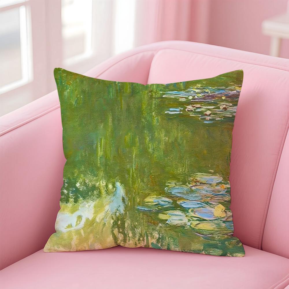 OOscarClaude Monet Cushion Cover Pillow Case Soft Skin Friendly Fabric Comfort Concealed Zipper