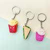 Creative Gift: Hamburger Sandwich Keychain & PVC Cake French Fries Pendant for Schoolbags - Perfect for Males and Females!