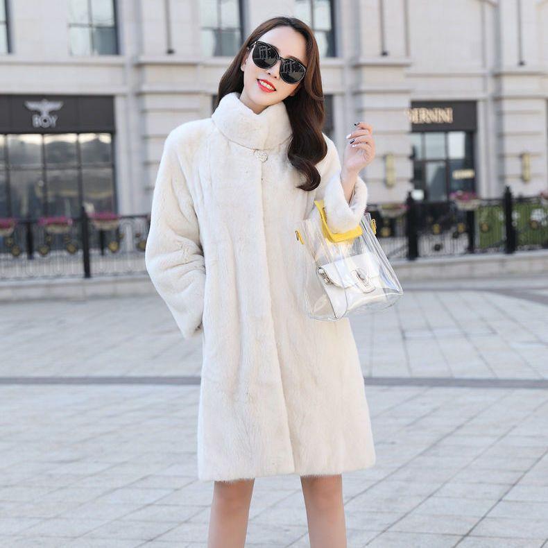 Imitation Mink Coat Women's Imitation Fur Coat New Imitation Mink Velvet Long Stand-up Collar Imitation Fur Coat