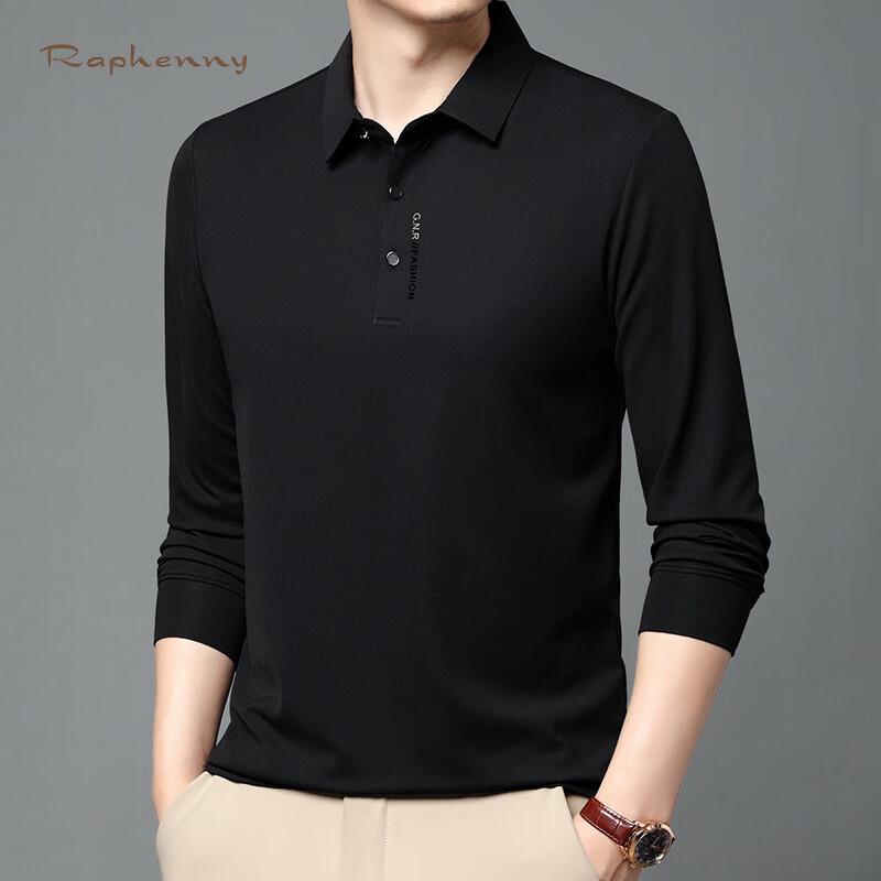 Мужская рубашка-поло Raphenny однотонная Business Casual с длинным рукавом OZ875