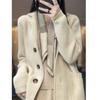 Women's Autumn Wool Jacket Collar Cashmere Coat Casual Loose Knitting Thickened Buckle Jacket Korean Fashion Tops