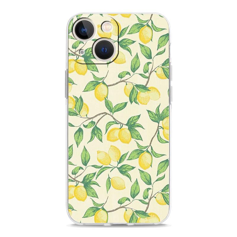 Фруктовый лимонный чехол для телефона For iPhone 11 Чехлы iPhone 15 12 13 14 16 Pro Max X XR XS 14 15 Plus 16Pro iPhone16 Прозрачная крышка