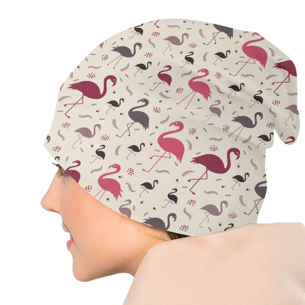 Пастельная шапка с напуском в пастельных тонах с изображением птицы и фламинго, женская шапка унисекс на заказ, крутая зимняя теплая шапка Skullies, шапка для взрослых, вязаная шапка-капюшон