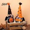 Plush Gnome Halloween Decoration, Spooky Orange Black Boo Pumpkin Swedish Tomte Soft Centerpieces Figurine, Elf Dwarf Ornaments for Dining Table