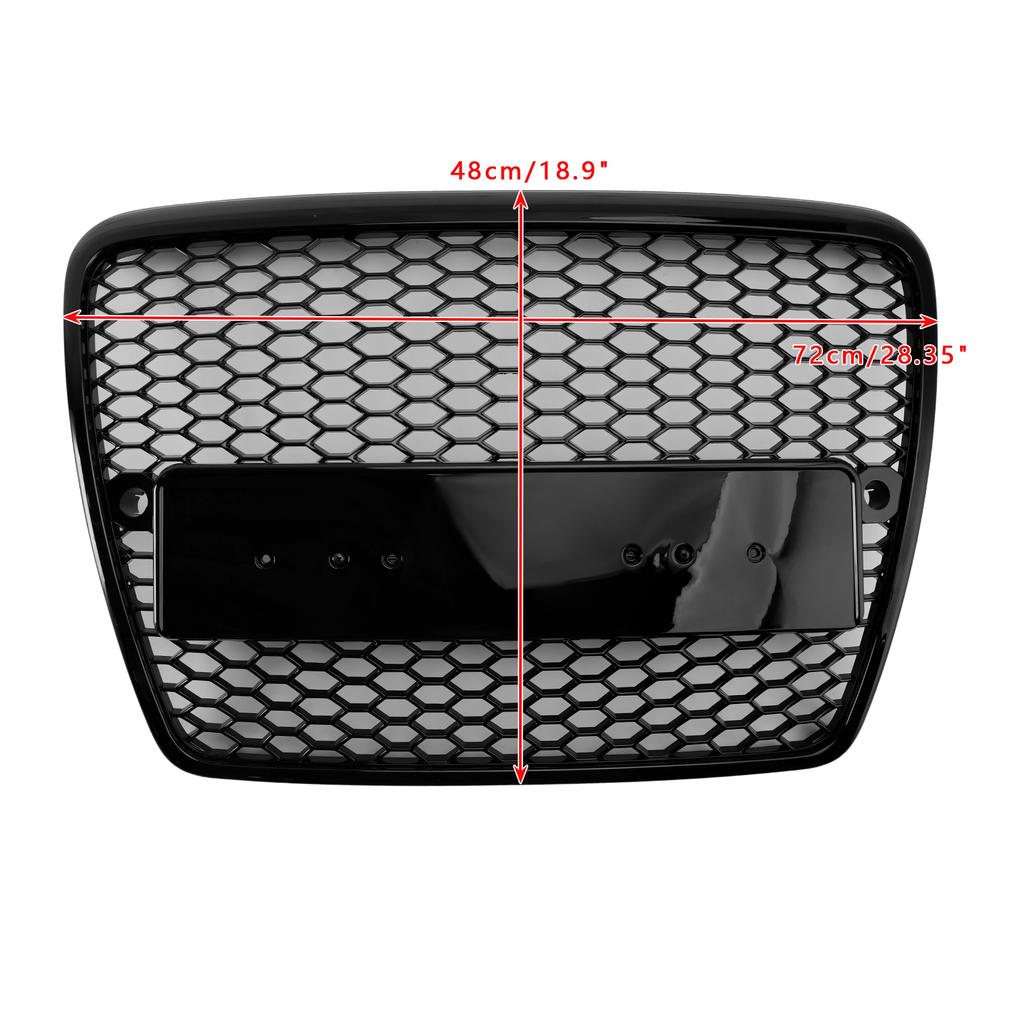 Black Front Honeycomb Bumper Grill Grille Fit A6 C6 2004-2008 Pre-Facelift