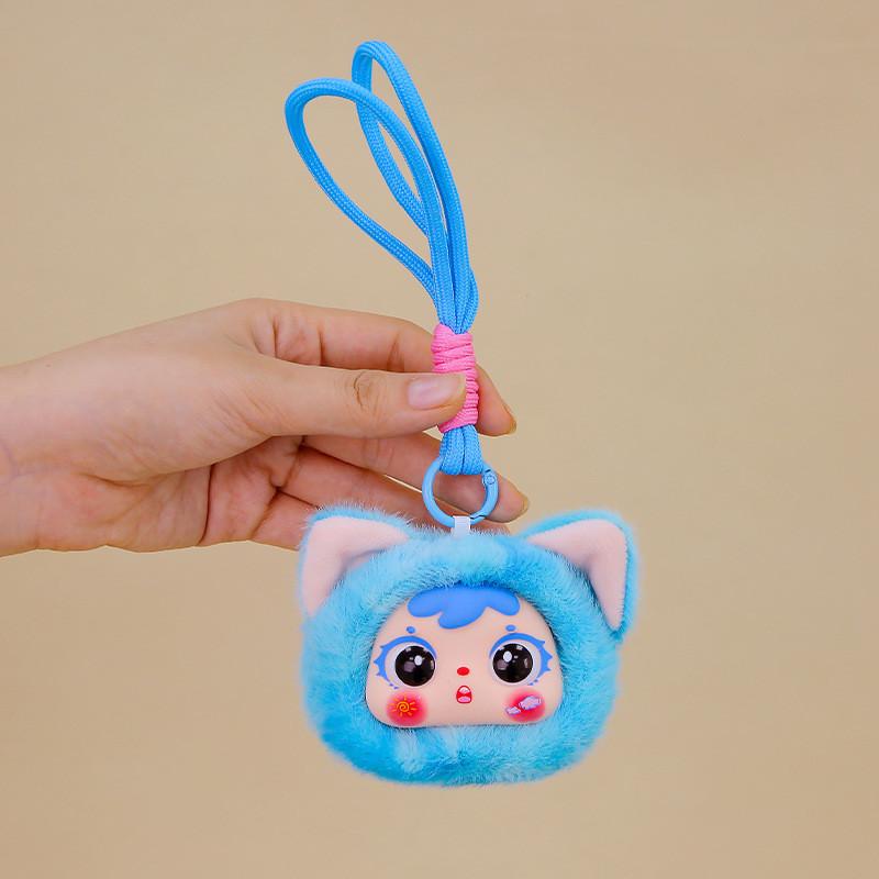 Cute Cat Head Plush Keychain Toy Children Backpack Decoration Gifts Festival