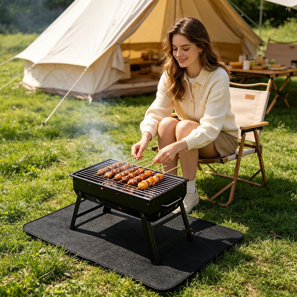 Outdoor Grill Mat for Barbecue Grill Protection Large Reusable Nonstick Surface Heat Resistant Mat for Patio Deck Floor