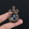 Snowflake Obsidian Pendant Gemstone Jewelry, 999 Copper Wire Wrapped Pendant, Gift For Women Handmade Pendant