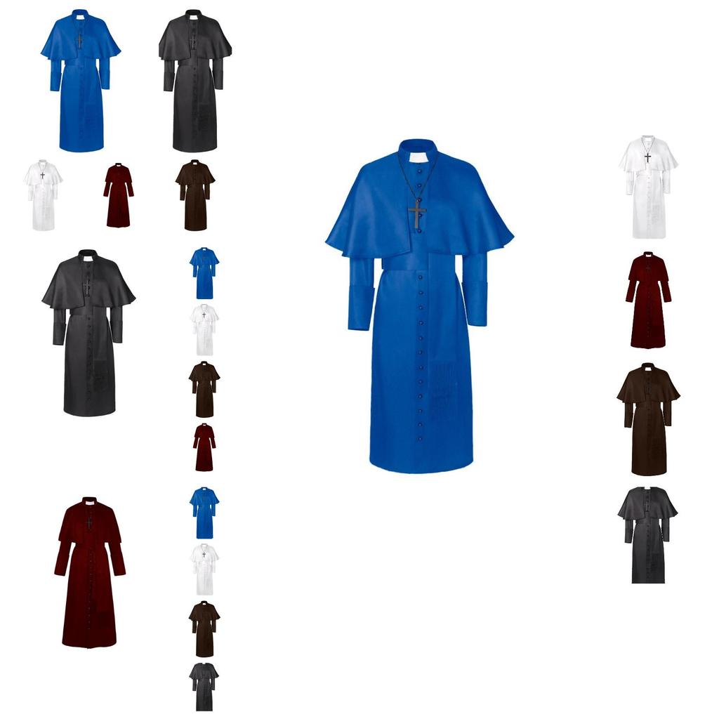 Костюм средневековой рясы священника для мужчин и женщин, ренессансный косплей, плащ с капюшоном