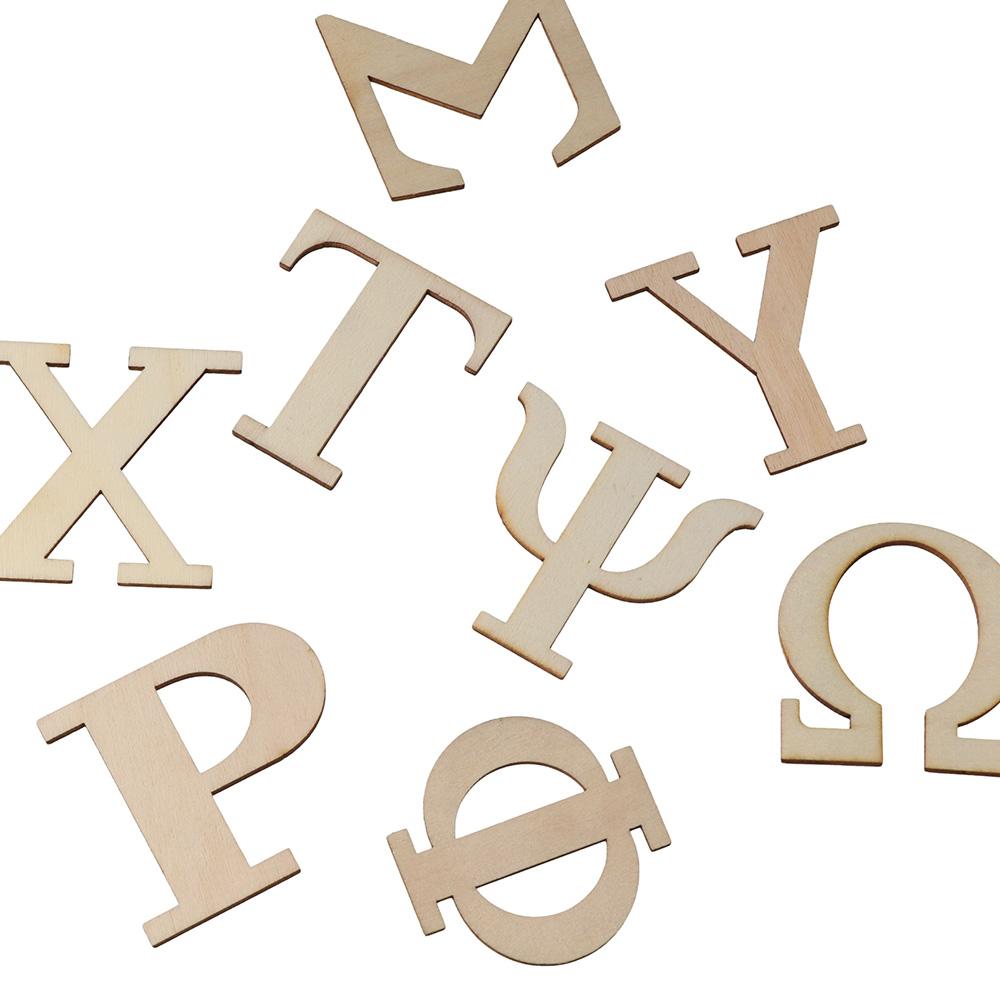 Wooden Greek Alphabet Log Color Blank Letters Art Deco Wooden Decoration Crafts