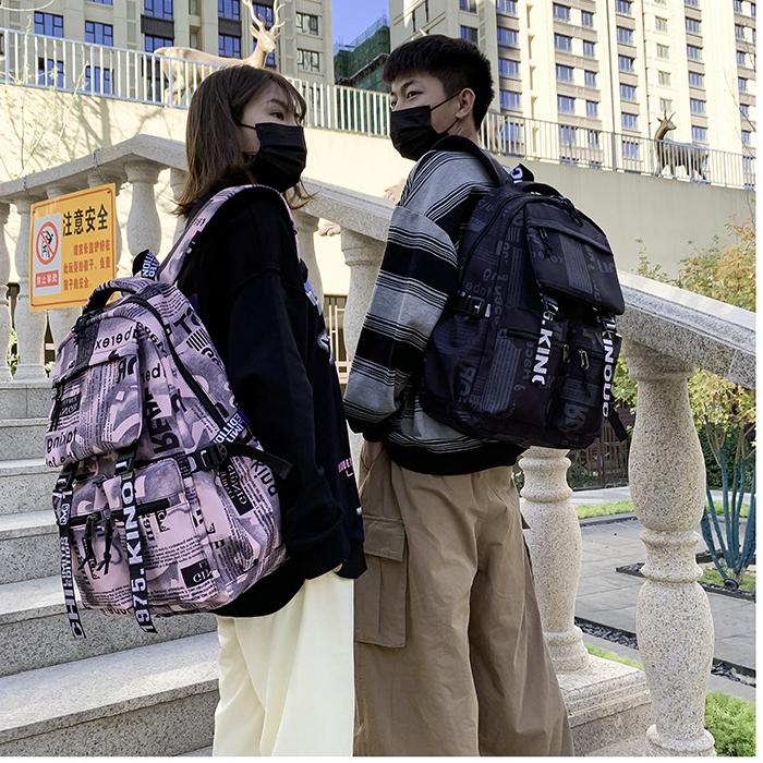 Men Black Backpack Unisex Travel Fashion White Backpack Students Teenager Boys Girls School Bags Canvas Waterproof Bag