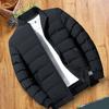 Men Jacket Cotton Padded Long Sleeve Solid Color Stand Collar Coldproof Winter Coat Baseball Jacket Streetwear