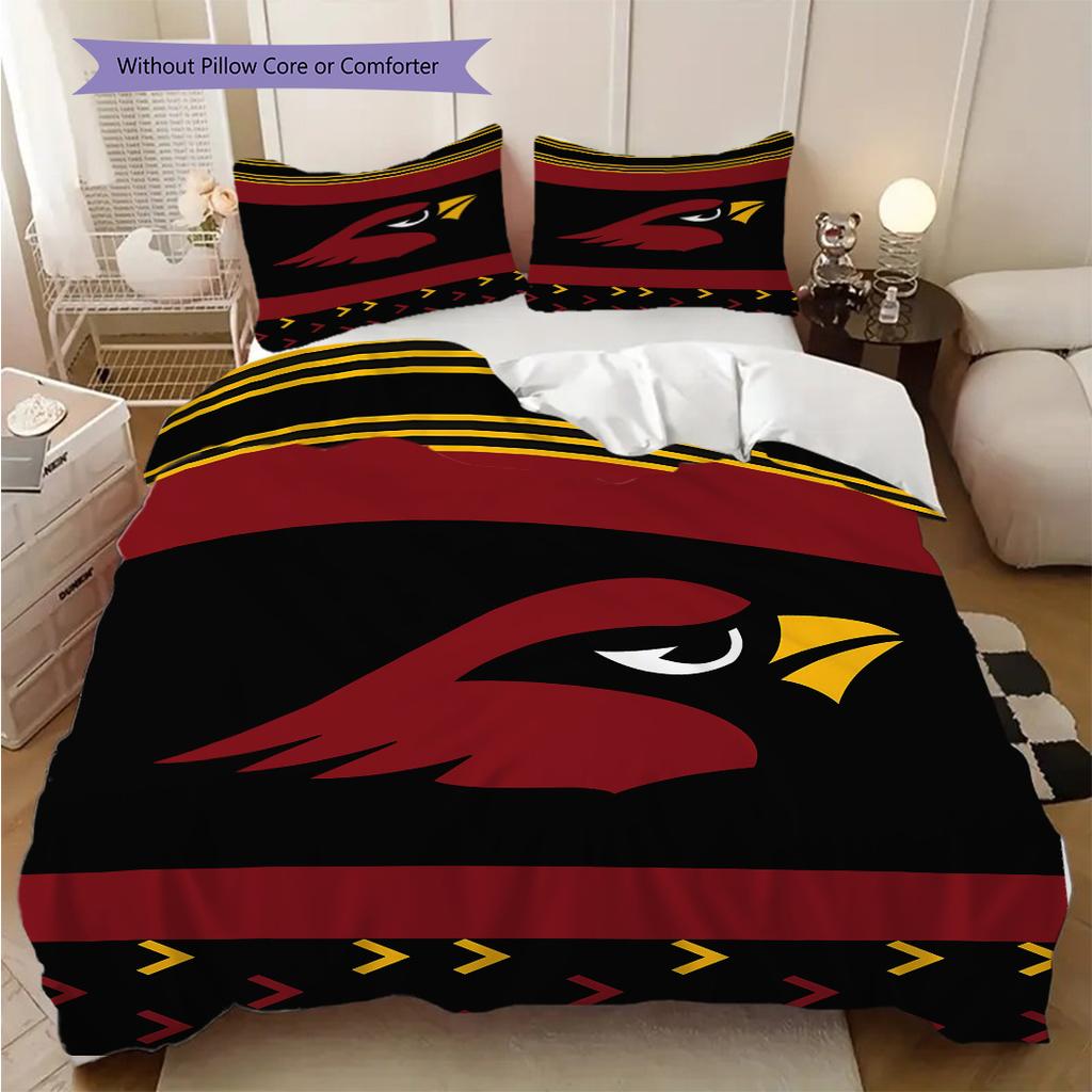 Arizona Cardinals Pattern Bedding Quilt Set Quilt Cover Pillowcase Home Decoration Birthday Gift (1 * duvet cover + 2 * pillowcase, without core)