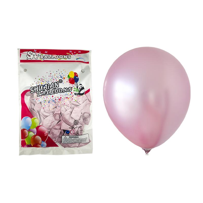 High Quality 12inch Pink Metallic Latex Balloons with Text and Patterns for Wedding Birthday Party Decoration