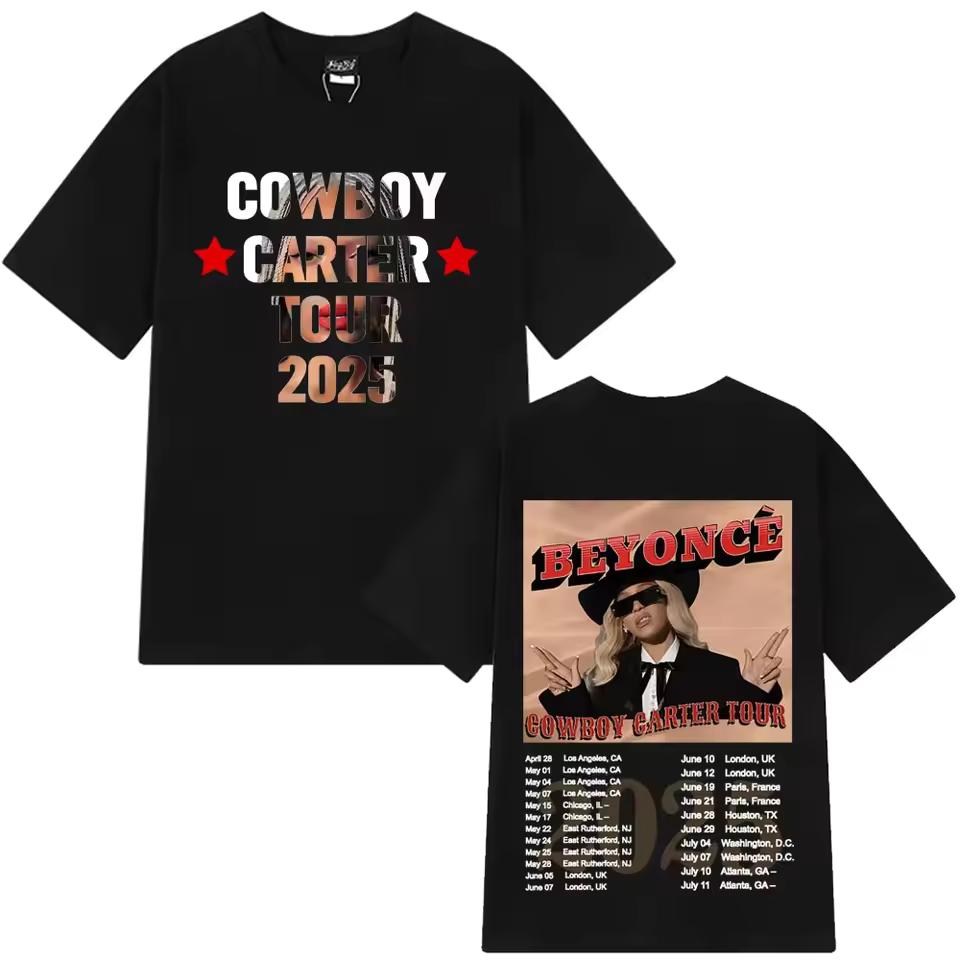 Beyonce Cowboy Carter 2025 Tour Merch Vintage T-shirt Men's Women Harajuku Tee Summer Aesthetic Trendy Cotton Oversized T Shirts