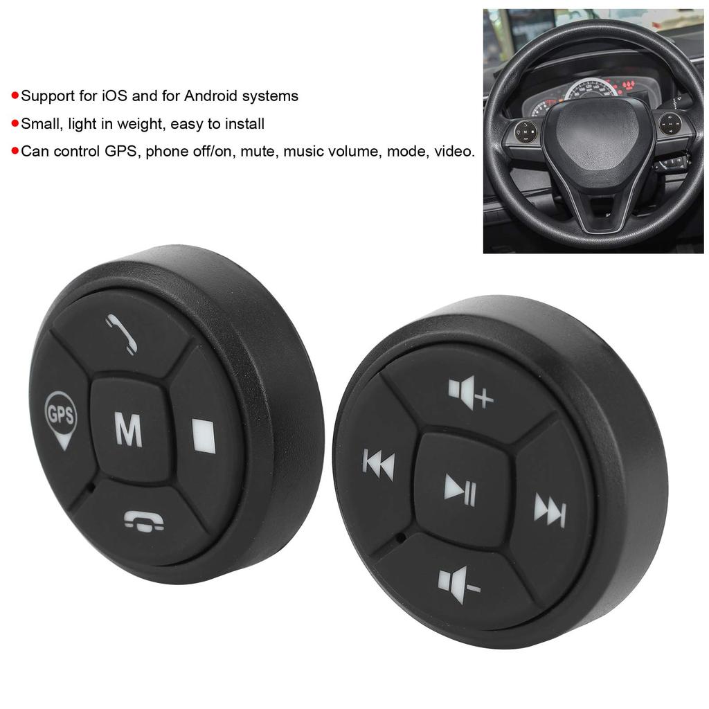 Akozon Car Steering Wheel Controller, Steering Wheel Control Buttons, Radio Volume Navigation Controller Switch