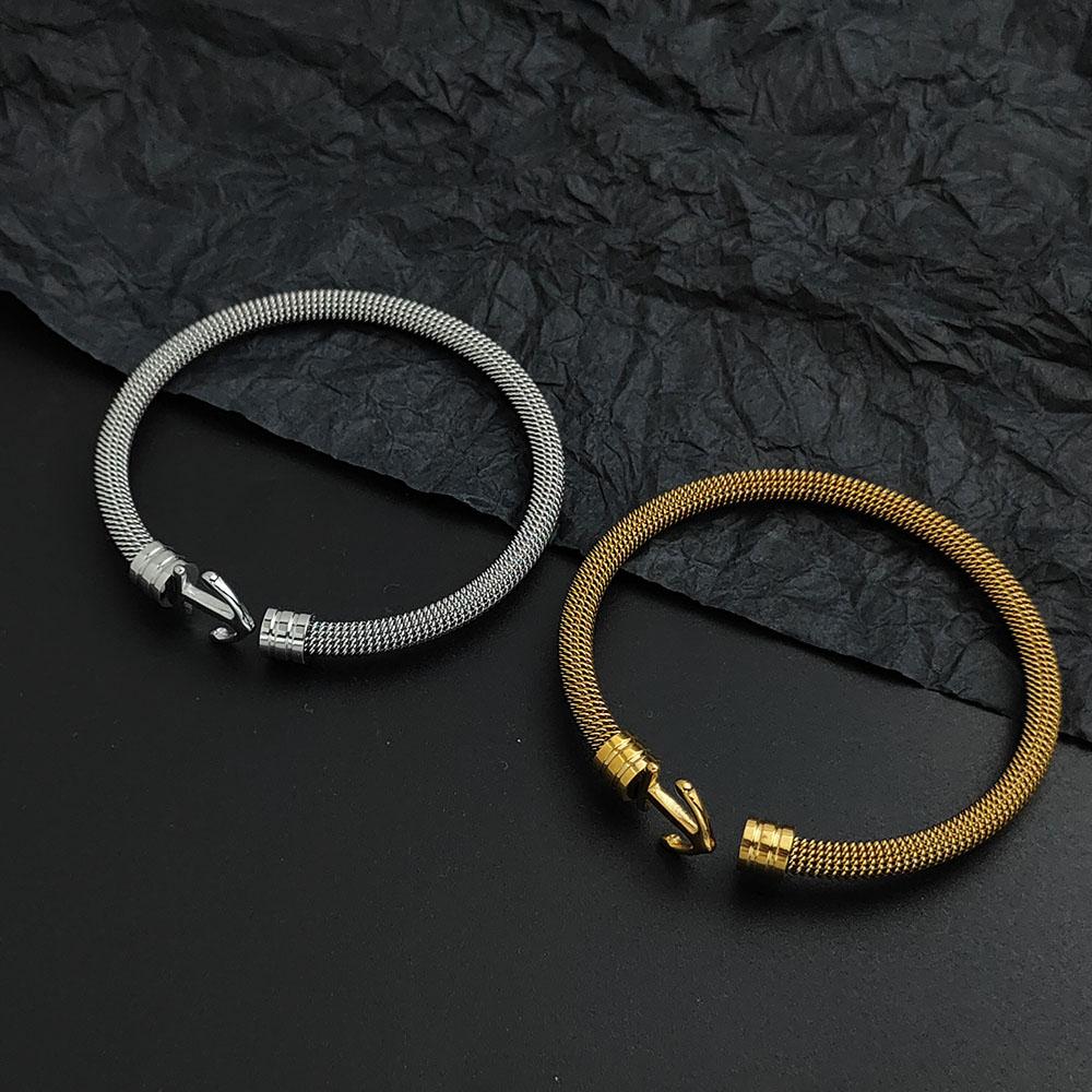 Creative Wire Mesh Anchor Gold-plated Stainless Steel Women's Bracelet, Waterproof and Rust-free, Couple Bracelet