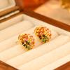 Dopamine Colorful Zircon Firework Stud Earrings Light Luxury Vintage Minimalist Jewelry for Women