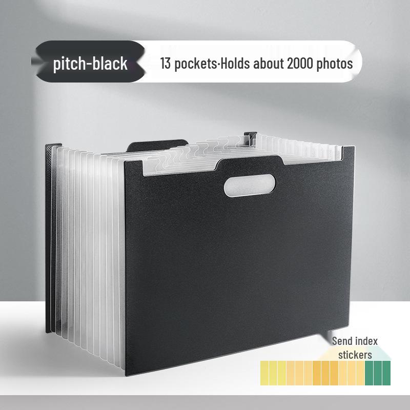 A4 Multi-Layer Accordion Handbag: 13-Pocket Large Capacity Desktop Storage Folder for Students.