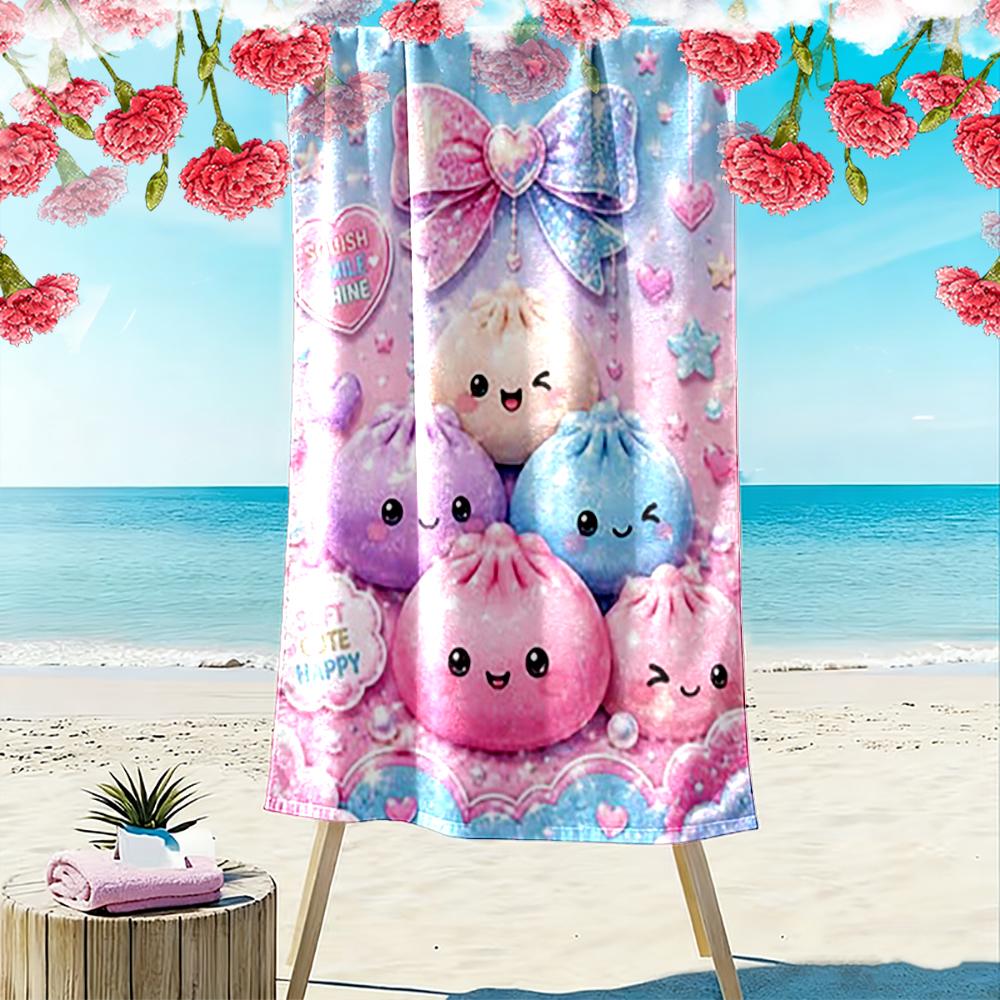 Cute Kawaii Dumplings with Pastel Colors Beach towel quick-drying for travel outdoor sports jogging beach and swimming