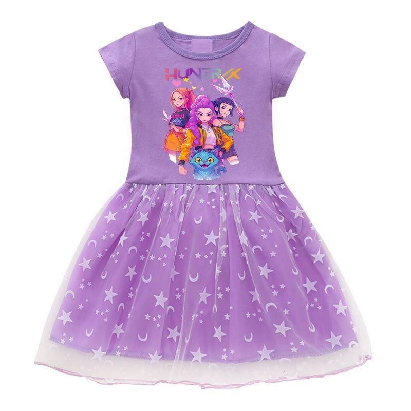 Cute Kpop Witch Hunt Dress for Children, Summer Girl Princess Tulle Dress