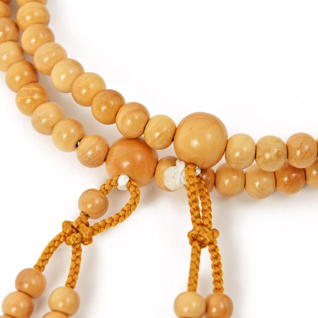 Молитвенные бусы секты Сингон Шакуни Рикю Брахма в коробке из павловнии Желтый Ян/Цуге совместного изготовления (золотисто-коричневый)