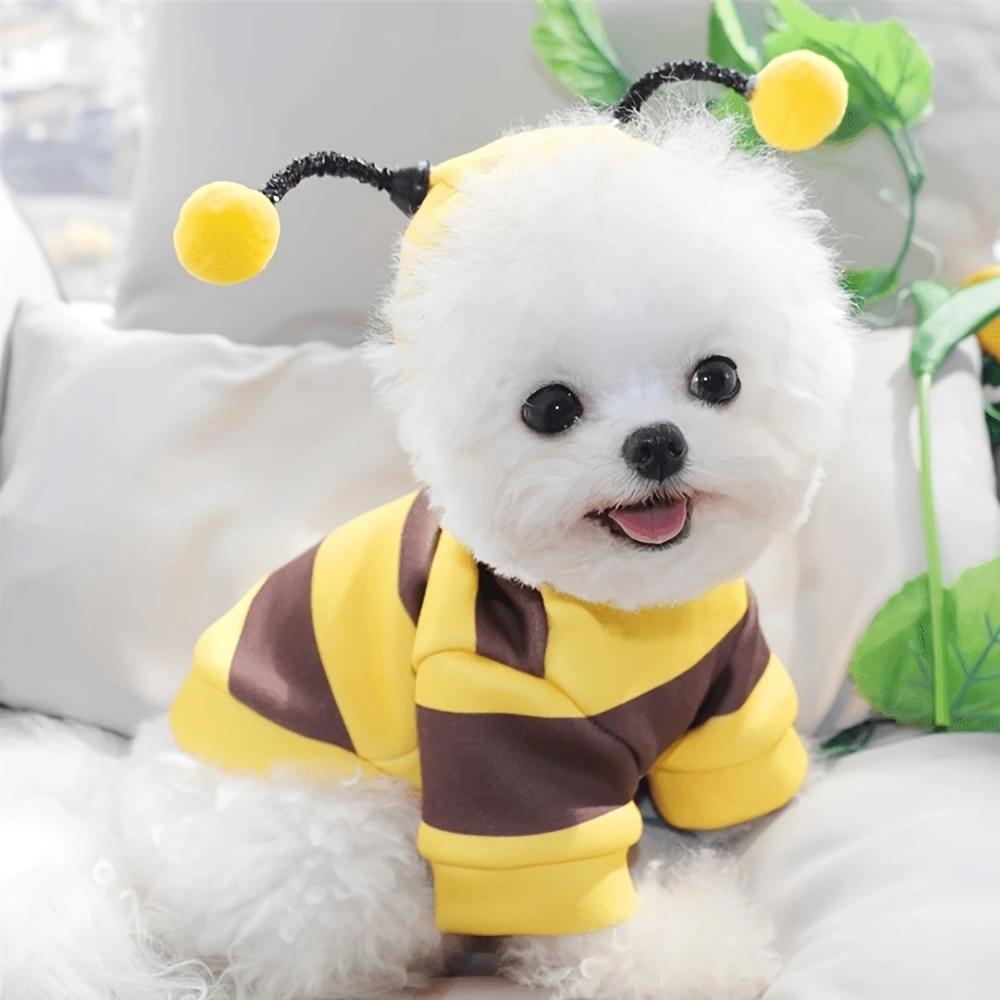 Cute Bee Costume Dog Cat Hoodie - thickened Pet Sweater Warm Outfit for Halloween Cosplay & Daily Wear pet clothes dogs clothes