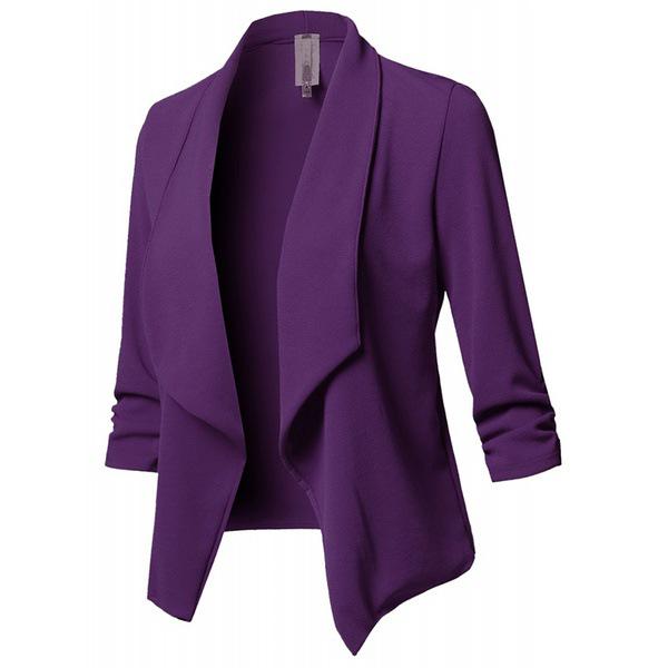 Fashion Women's Clothing Slim Fit Long Sleeve Pleated Solid Color Versatile Small Suit Coat Large