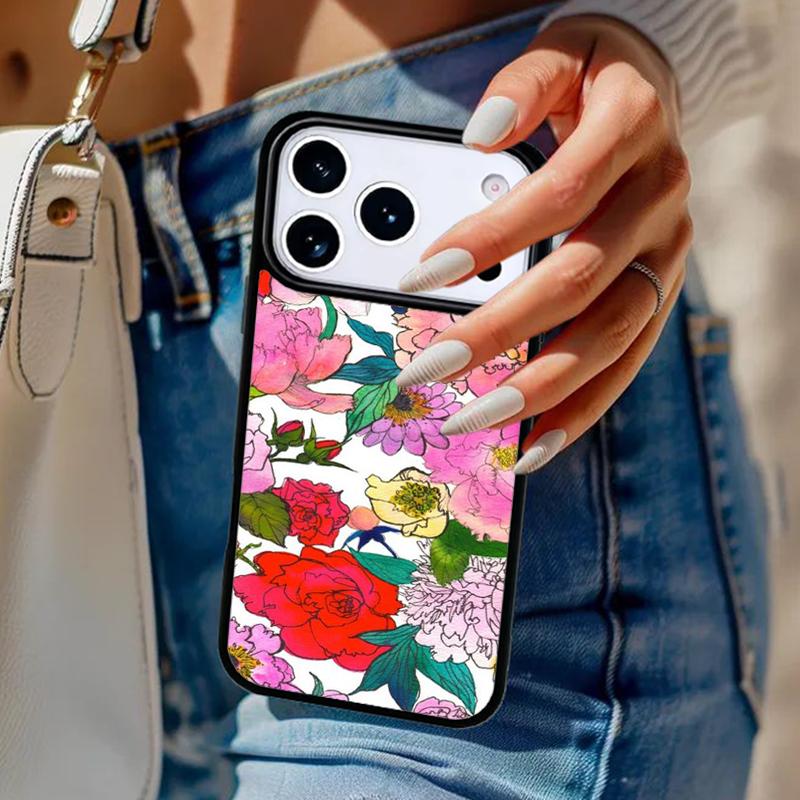 Чехол для телефона «Пион Нежный Цветок» для iPhone 17 Air 14 15 13 12 Max Чехол для Apple 16e 11 Pro Max Plus Coque
