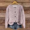 Женский винтажный вязаный кардиган на пуговицах с винтажным принтом