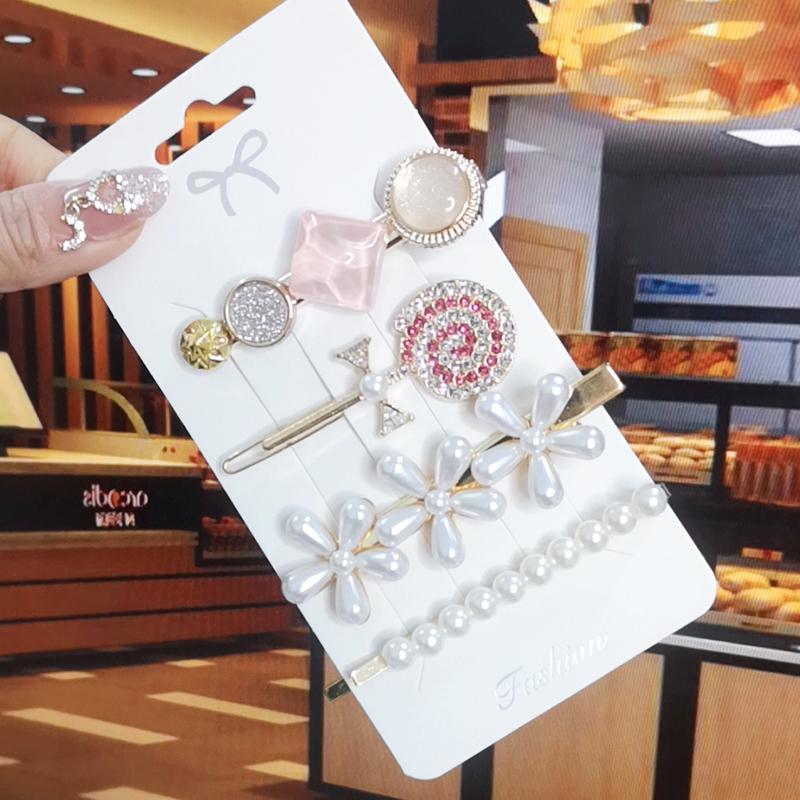 Корея Блестящий Кристалл Набор Заколок для Волос Модные Аксессуары для Волос Тренд для Женщин Девушка Жемчуг Стразы Заколка Боковая Заколка для Волос