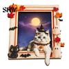 Halloween Refrigerator Magnets Cat Ghost Frame Fridge Magnet for Halloween, Retro Wooden Party Decor Magnet, Kitchen Decoration Accessories,
