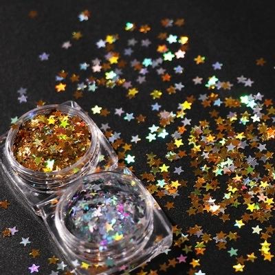 New Nail Glitters Laser Sequins Pentagram Star Laser Gold Silver Micro Stickers 3d Manicure Pedicure