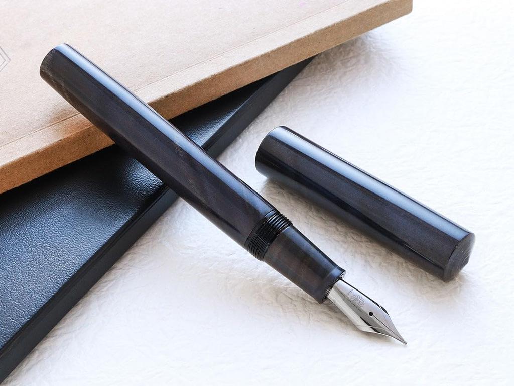 WANCHER Mine Fountain Marble Purple Wancher Fine Nib Pen, Grey, (F (Gold Plated))