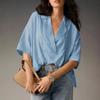 Summer Elegant Women's Blouse New V-neck Short Sleeve Solid Color Loose Shirt Casual White Tops Office Lady Blouses Blusas
