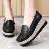 Ladies Platform Loafers Casual Elegant Black Leather Women Thick Sole Shake Shoe Plus Size