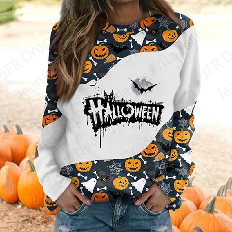 Happy Halloween 3D Print Hoodies Women Fashion Oversize Hoodie O-Neck Halloween Sweatshirt Girl Coat Women Sweatshirts Girl Clothes