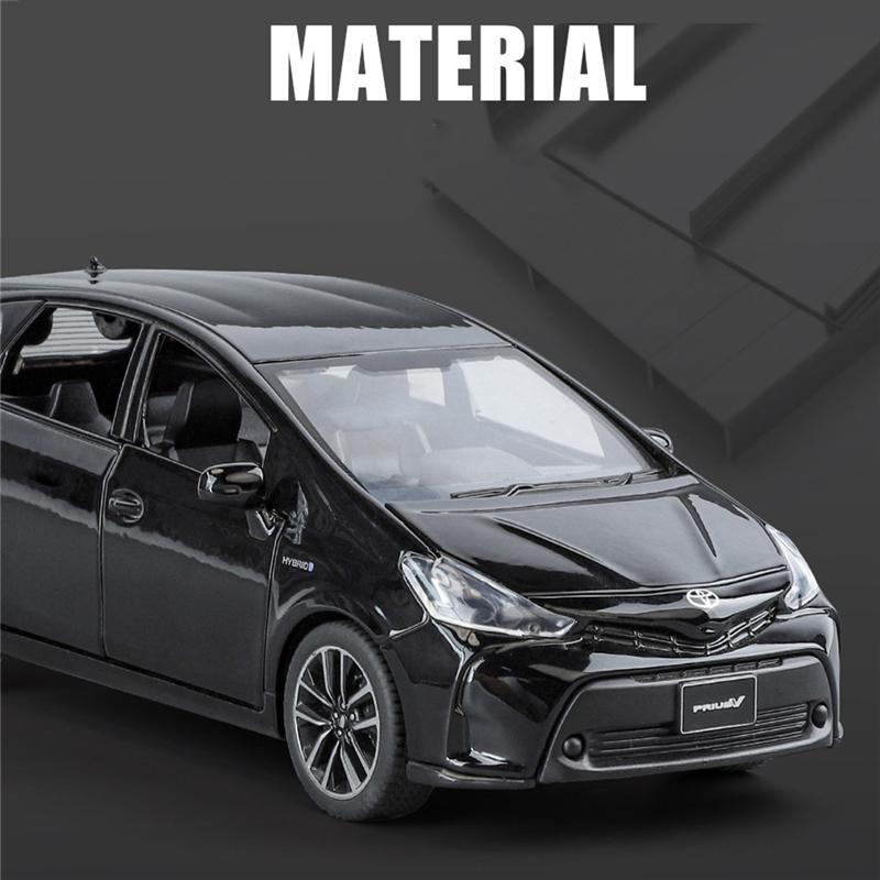 ybsdr3 1/32 TOYOTA PRIUS Alloy Car Model Diecast Metal Vehicles Car Model Sound and Light Simulation Collection Childrens Toy Gift