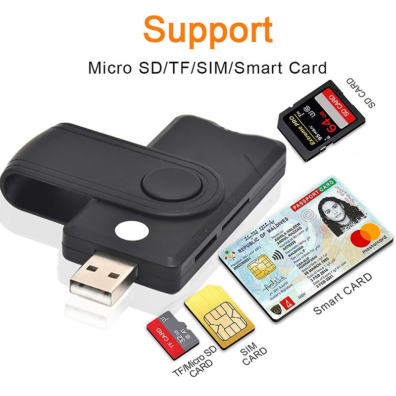Windows 7 8 10 Linux ОС USB Сим-карта Смарт-карта Читатель Для Банковской Карты IC/ID EMV SD TF MMC Карты Читатель USB-CCID ISO 7816